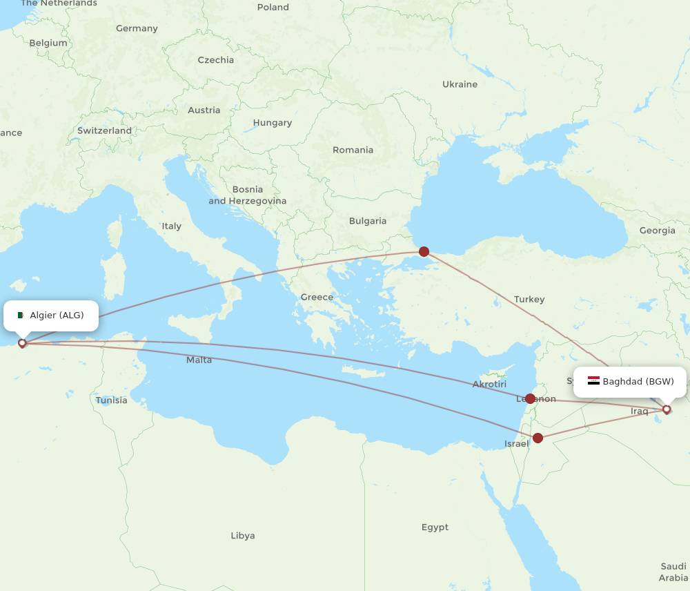 ALG-BGW flight routes