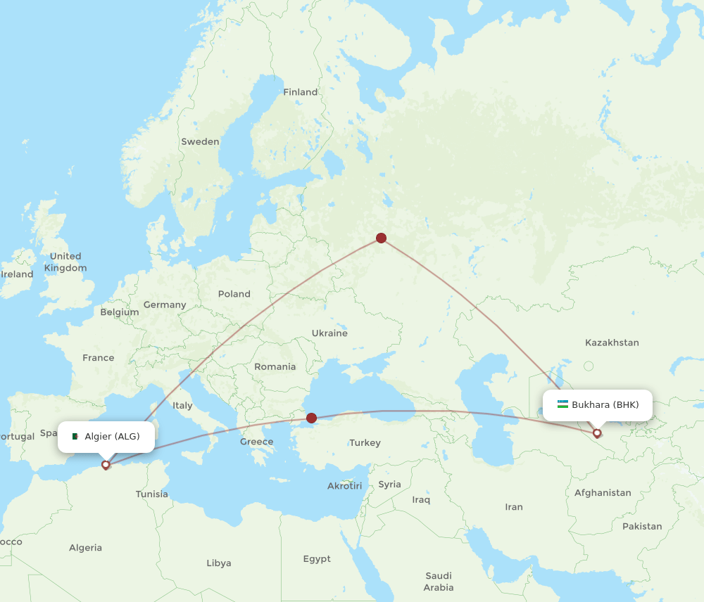 ALG-BHK flight routes