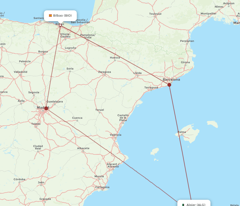 ALG-BIO flight routes