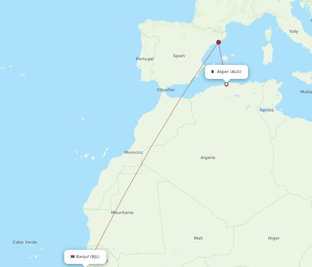 ALG-BJL flight routes