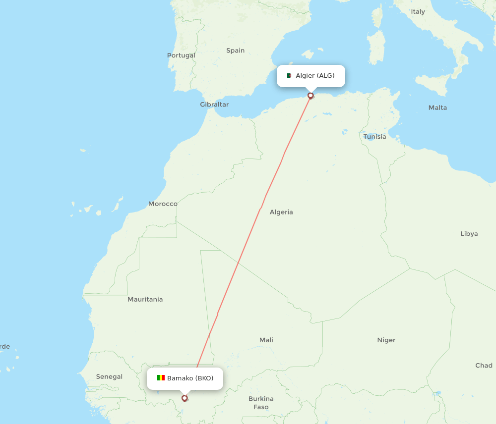 ALG-BKO flight routes