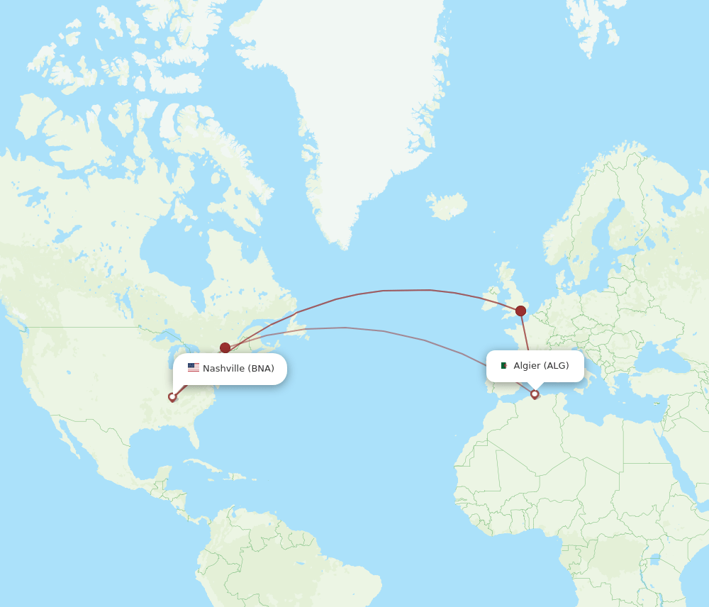 ALG-BNA flight routes