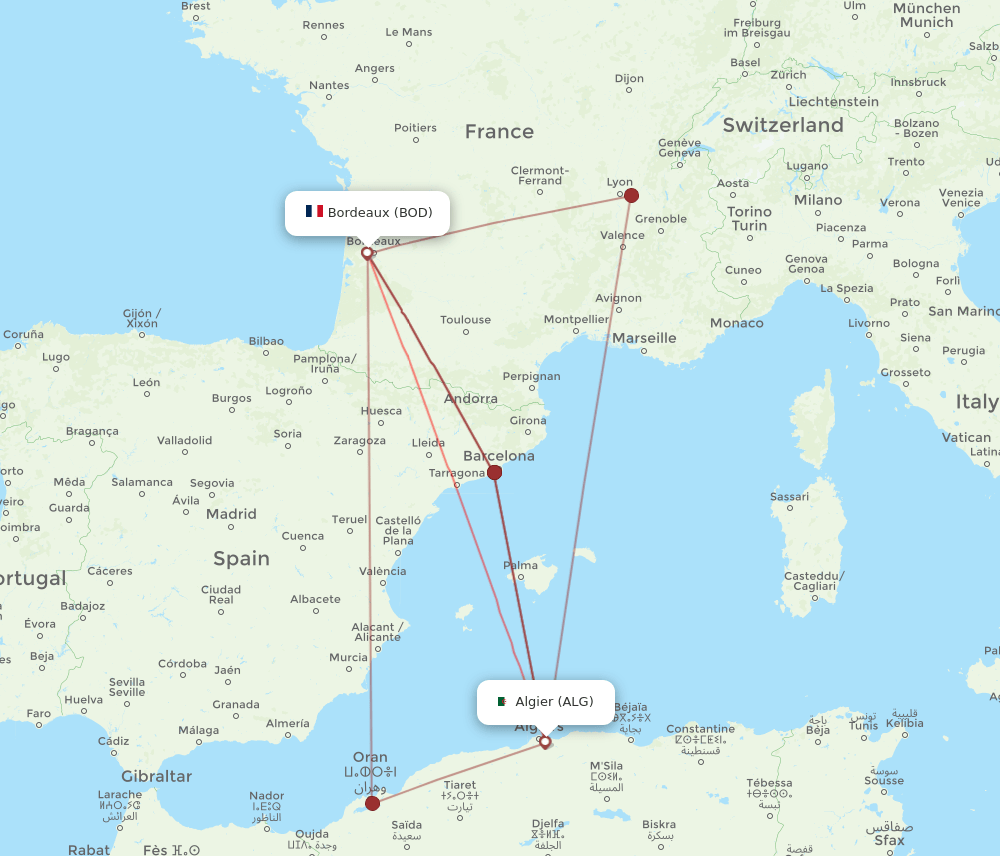 ALG-BOD flight routes