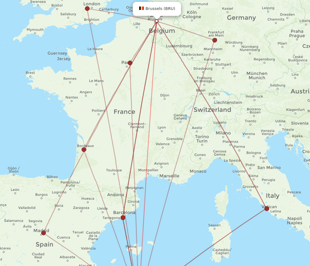 ALG-BRU flight routes