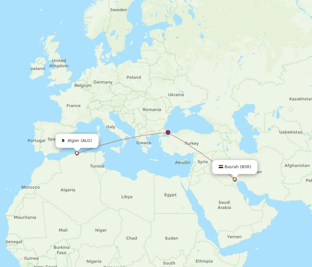 ALG-BSR flight routes