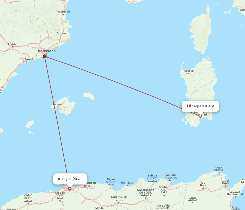 ALG to CAG flights and routes map