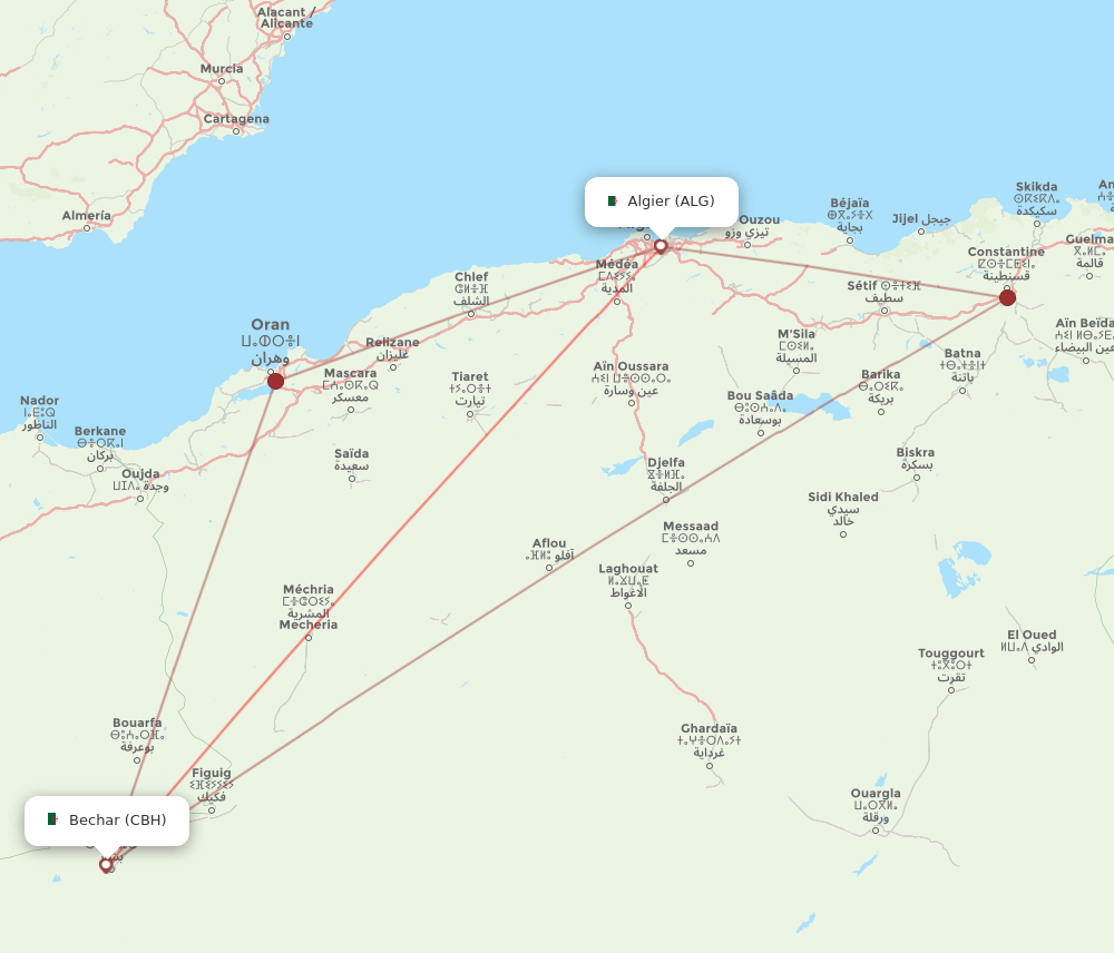 ALG to CBH flights and routes map
