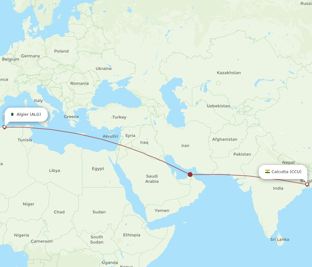 ALG-CCU flight routes