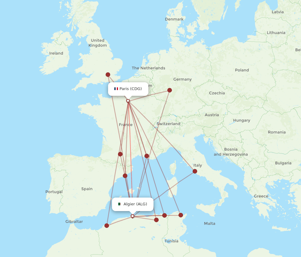 ALG to CDG flights and routes map