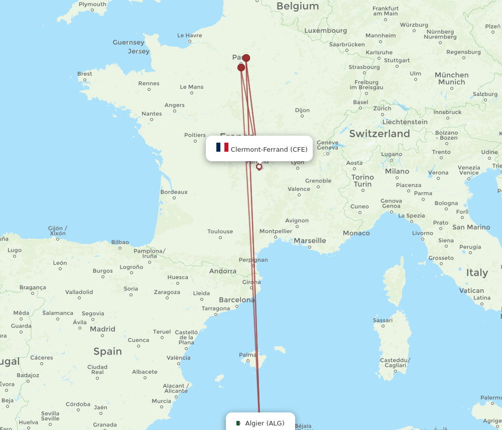 ALG-CFE flight routes