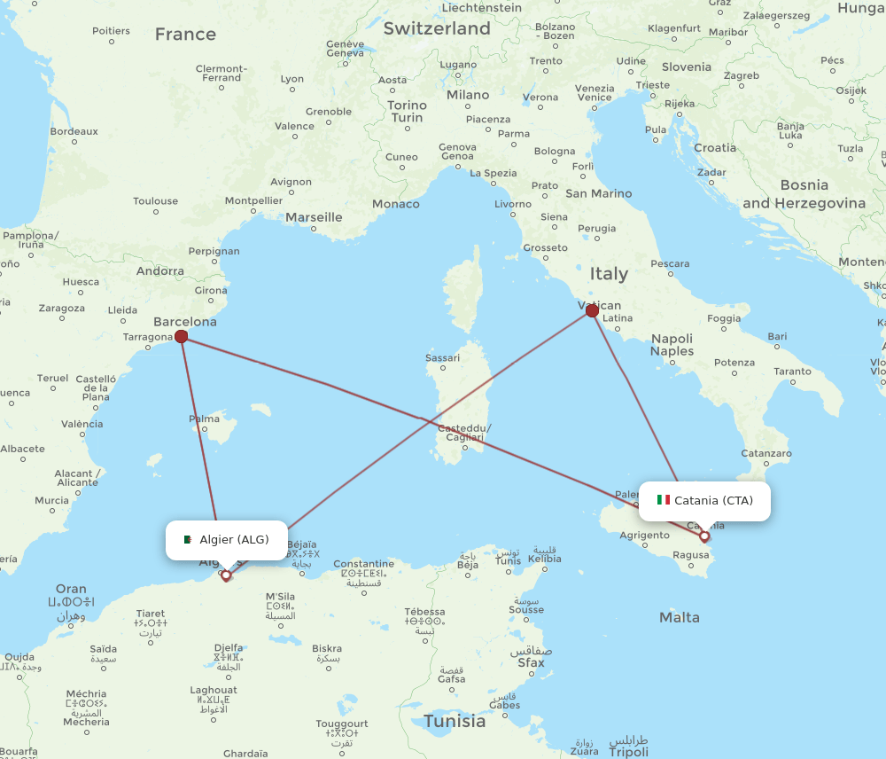 ALG-CTA flight routes