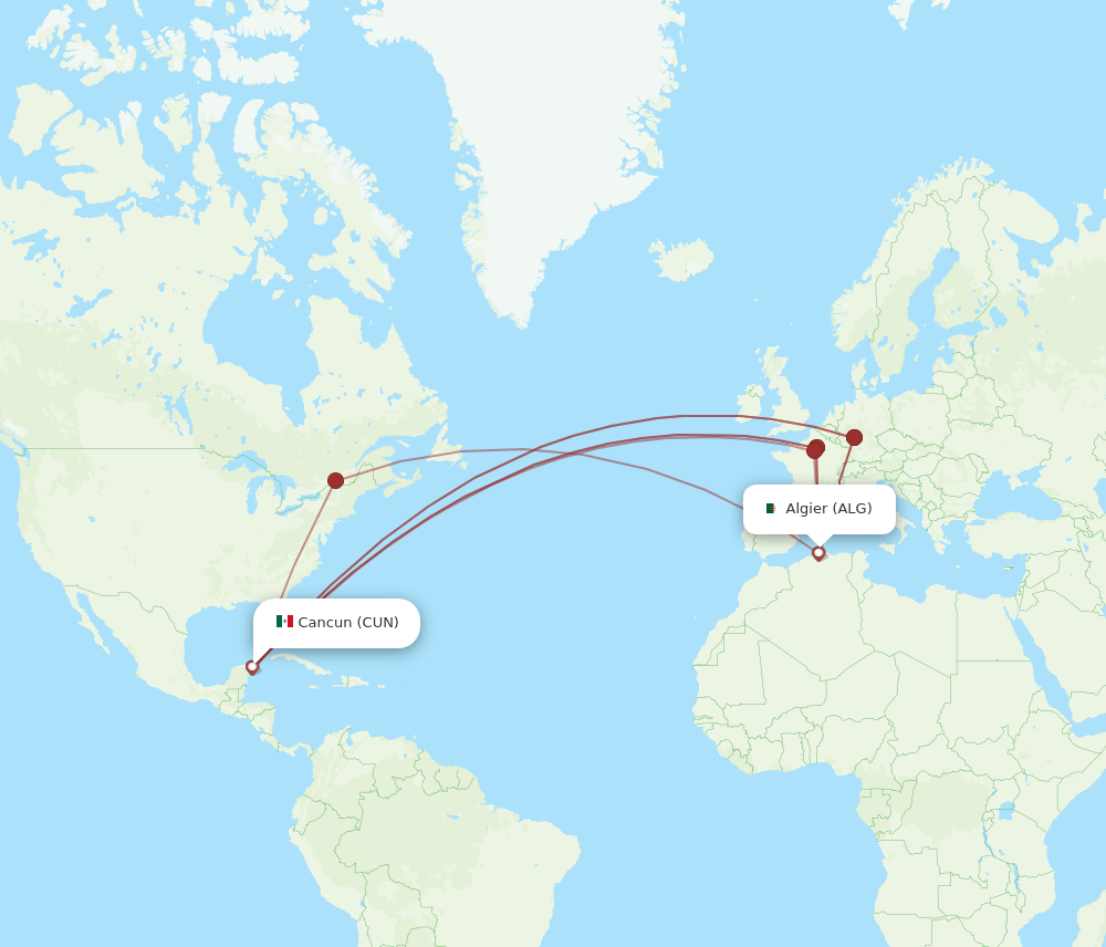 ALG-CUN flight routes