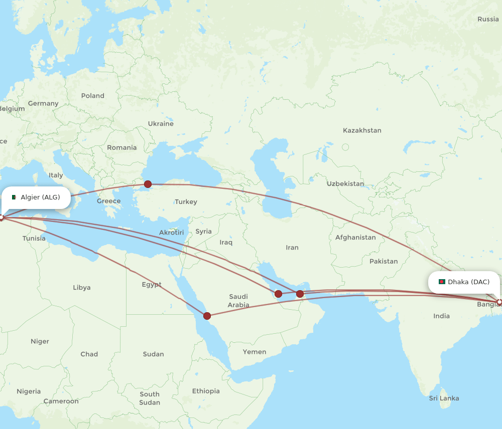 ALG-DAC flight routes