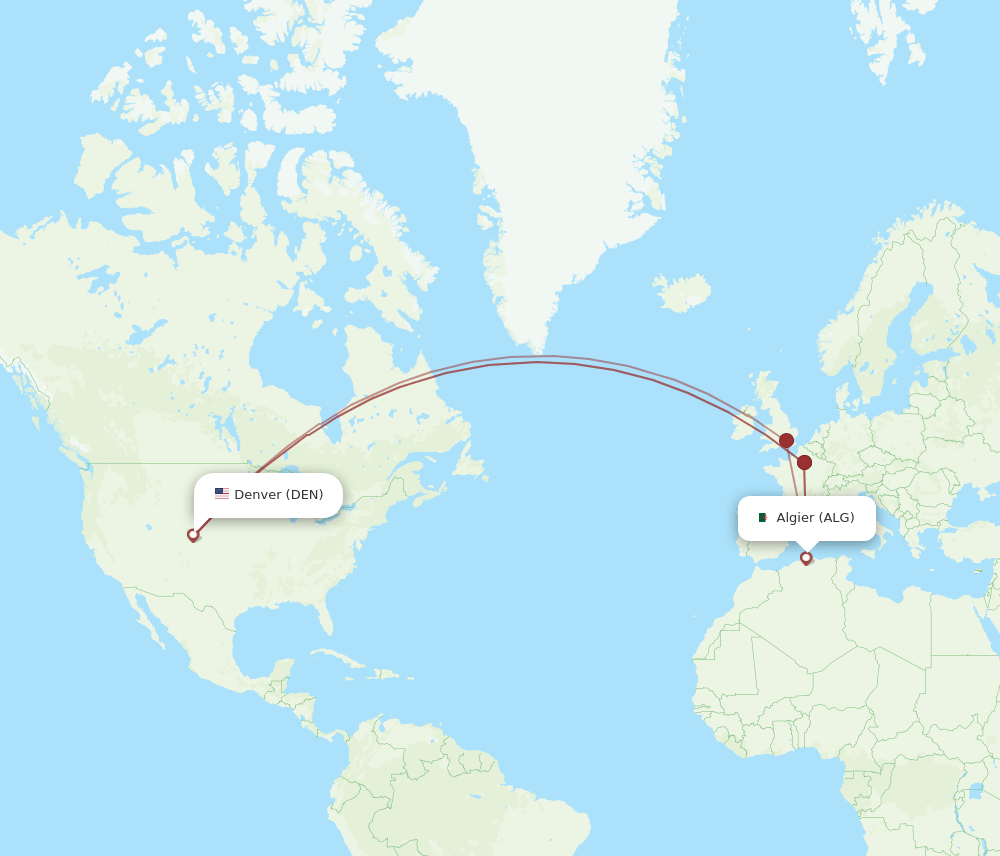 ALG to DEN flights and routes map