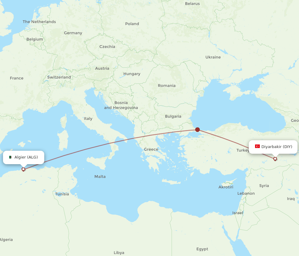 ALG-DIY flight routes
