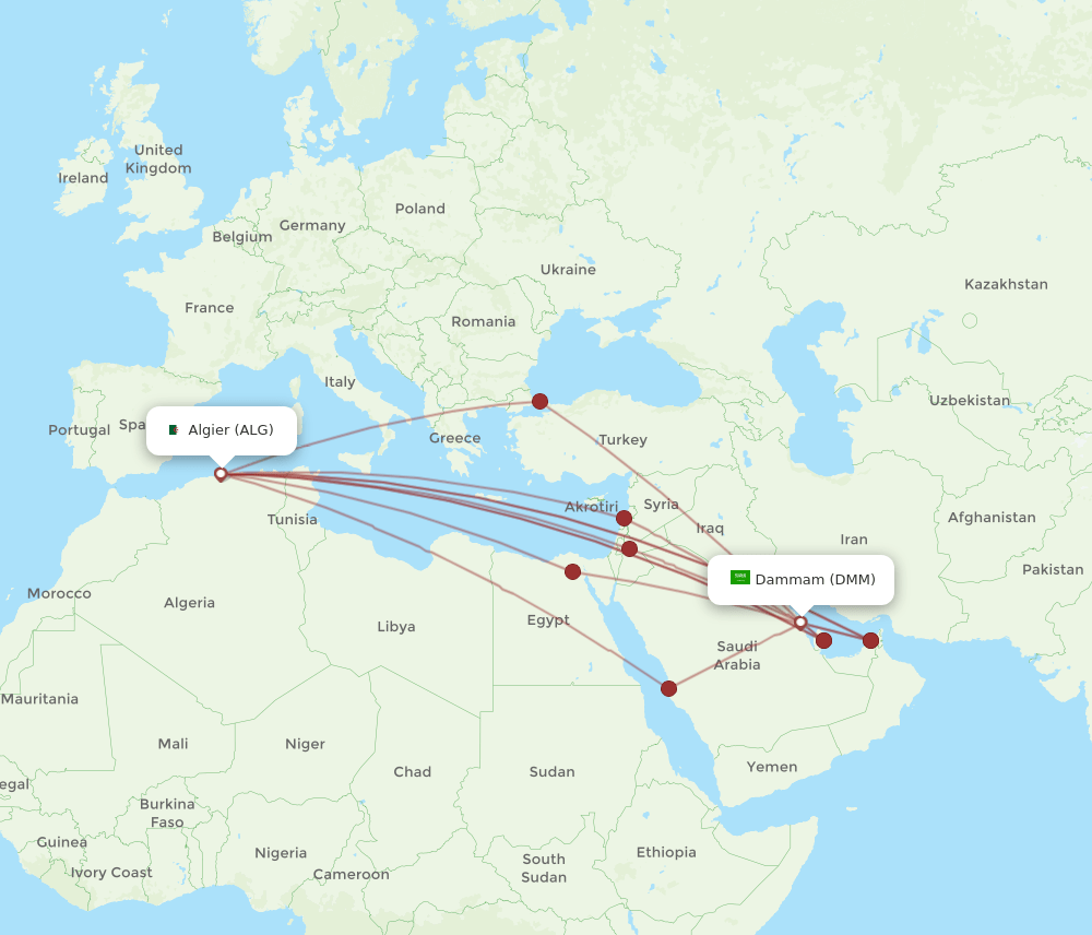 ALG-DMM flight routes