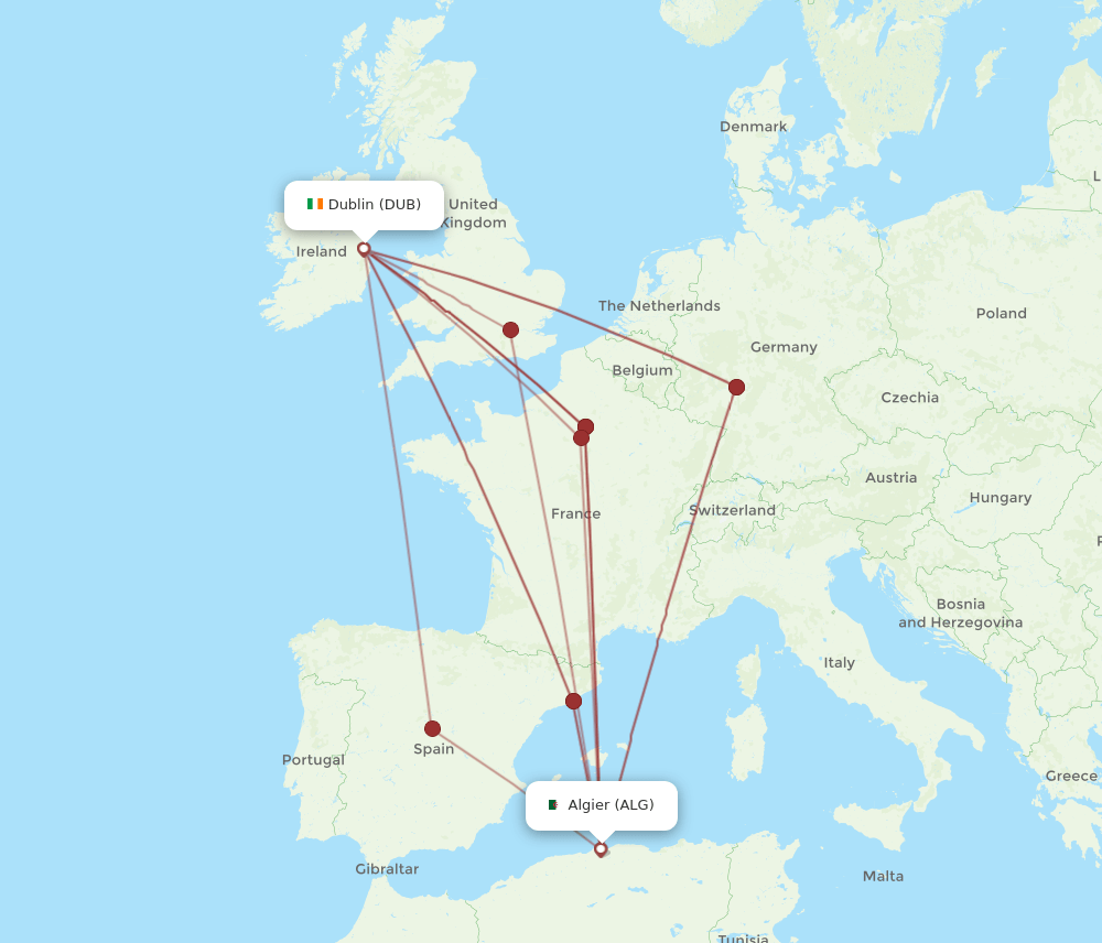 ALG-DUB flight routes