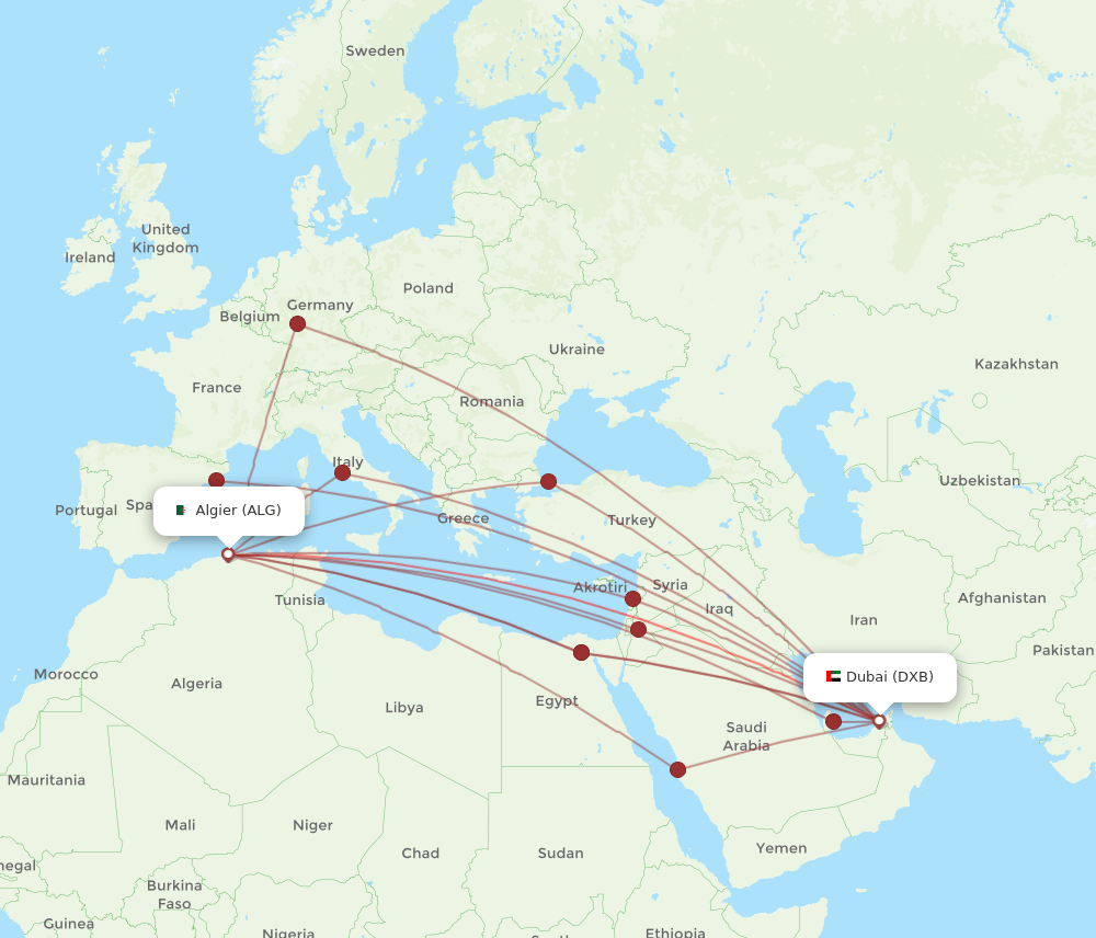 ALG-DXB flight routes