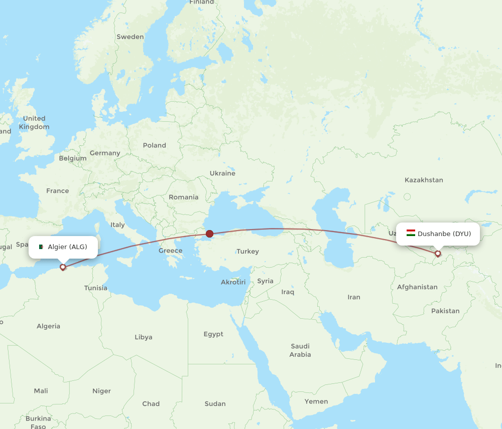 ALG-DYU flight routes