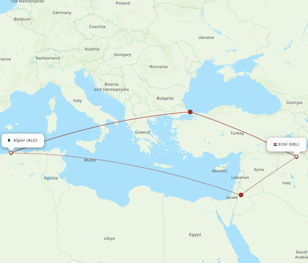 ALG-EBL flight routes