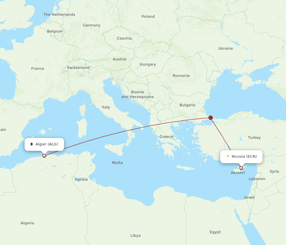 ALG-ECN flight routes