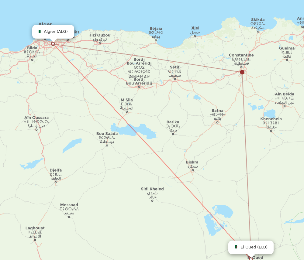 ALG to ELU flights and routes map