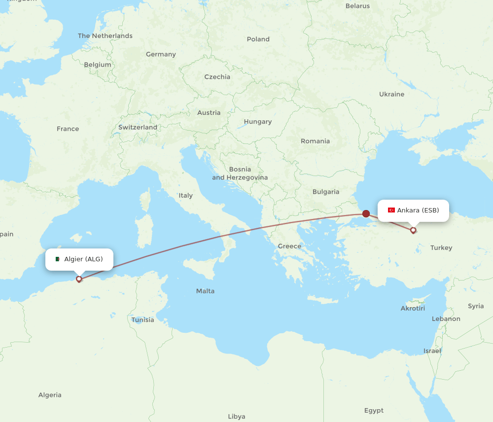 ALG-ESB flight routes