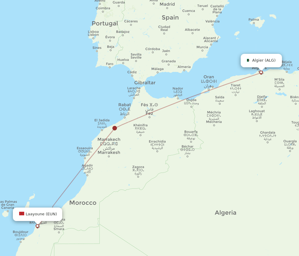 ALG-EUN flight routes