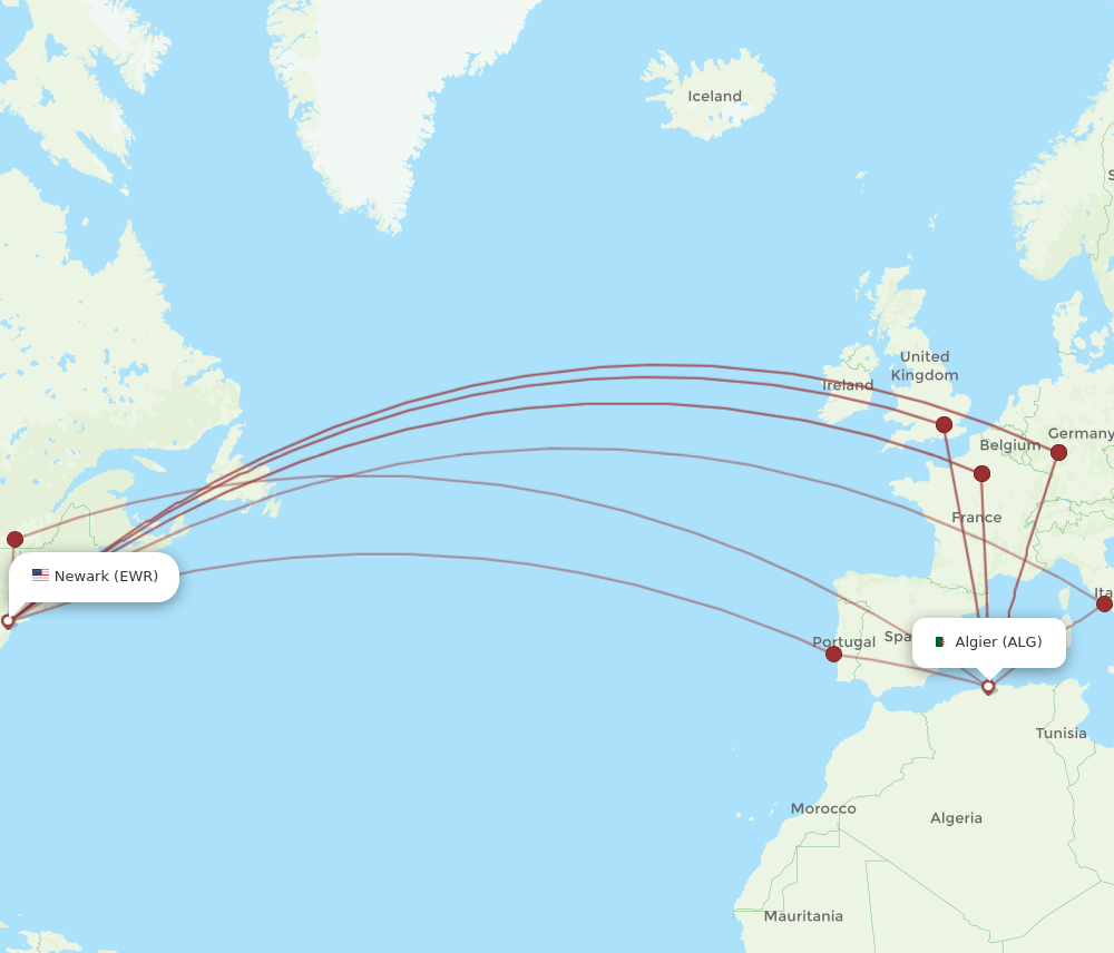 ALG-EWR flight routes