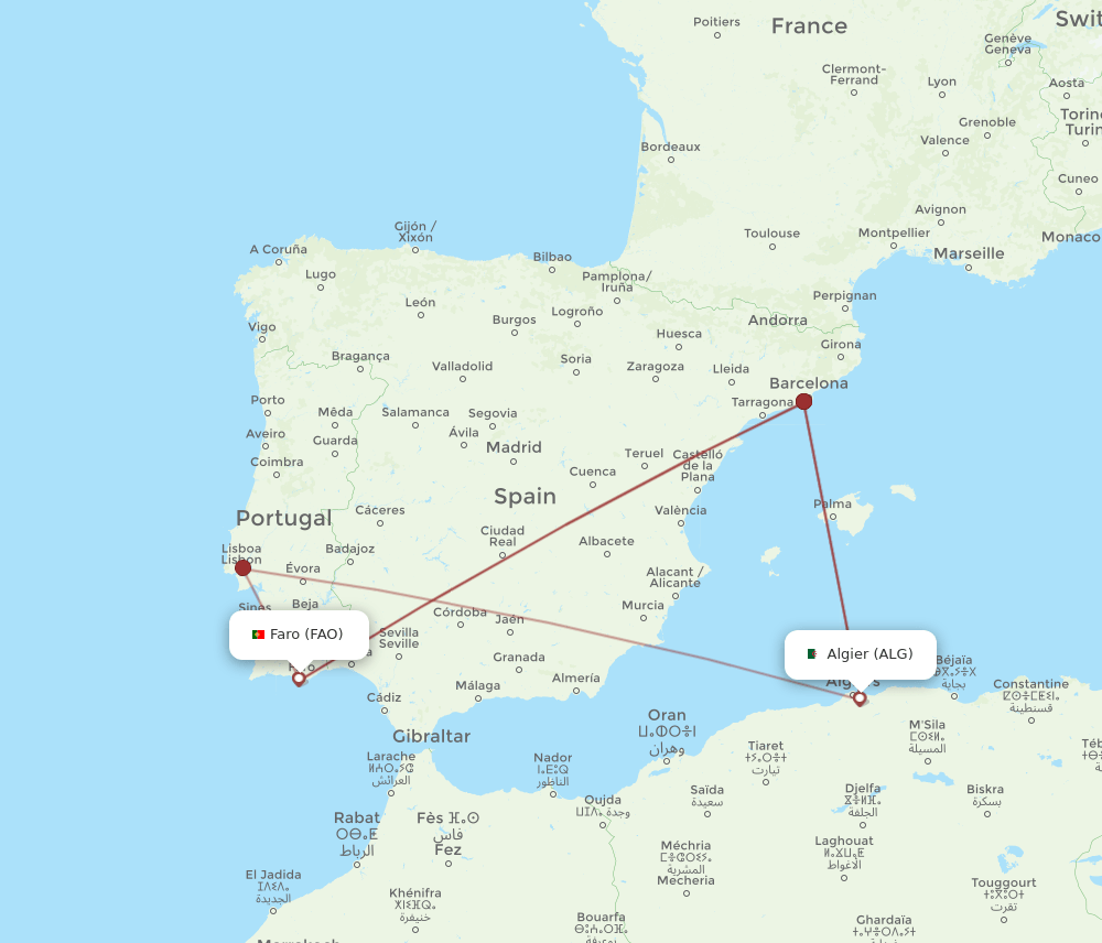ALG-FAO flight routes