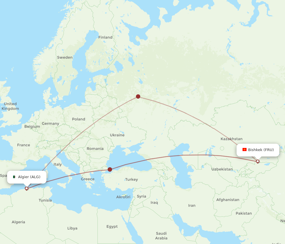 ALG-FRU flight routes