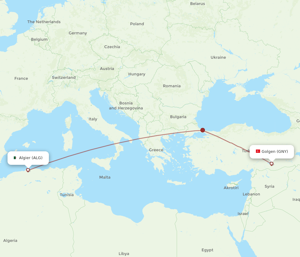 ALG-GNY flight routes