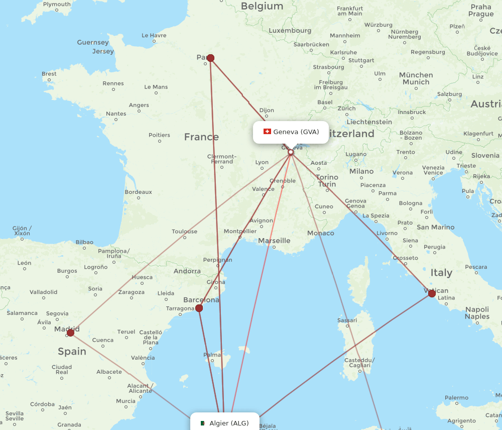 ALG-GVA flight routes