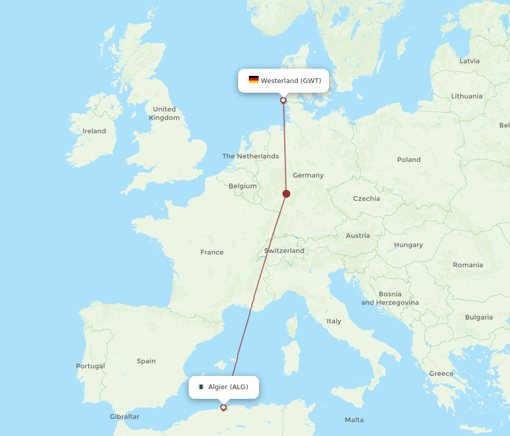 ALG-GWT flight routes