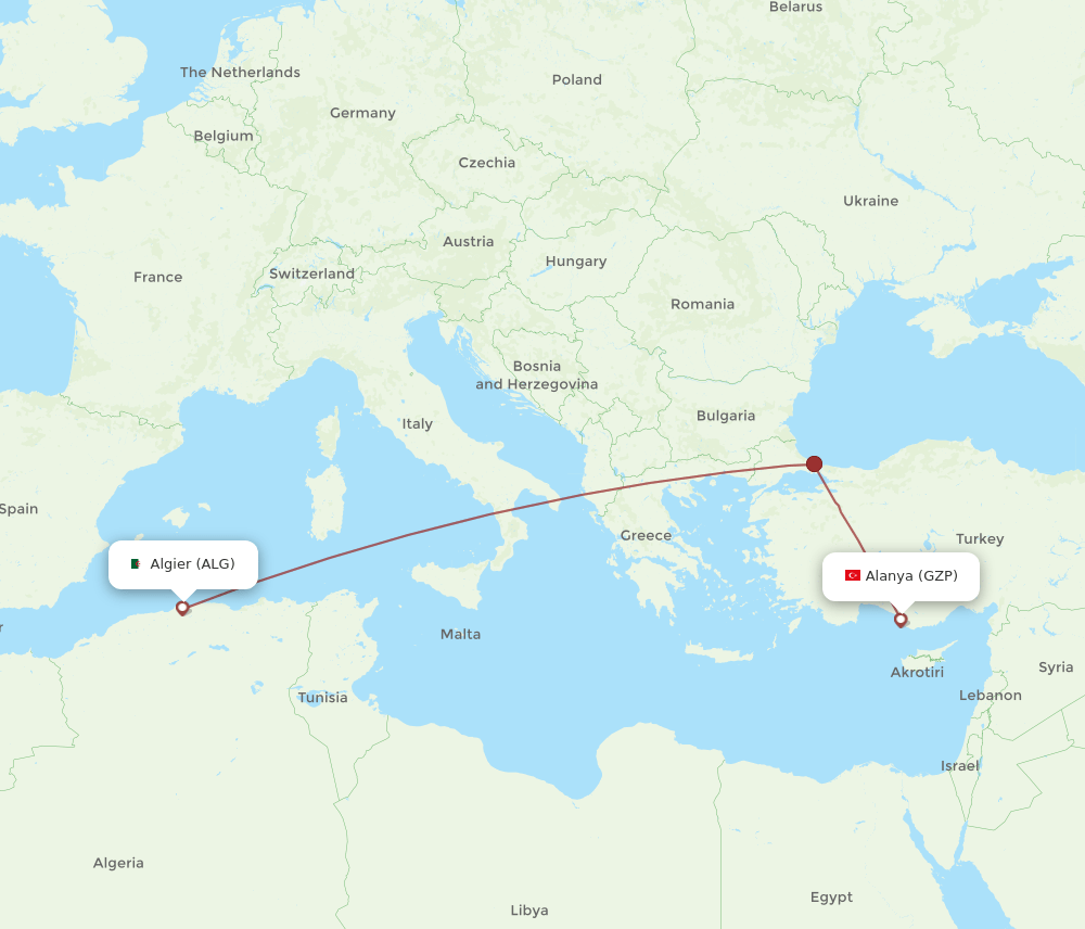 ALG-GZP flight routes