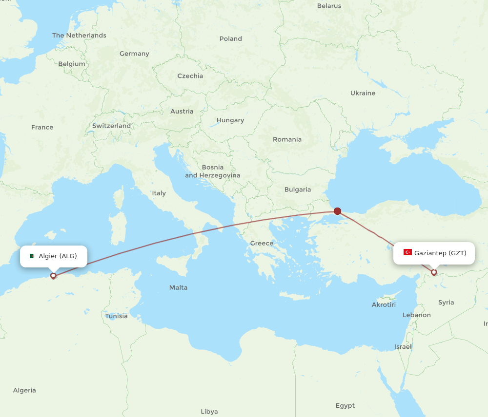 ALG-GZT flight routes