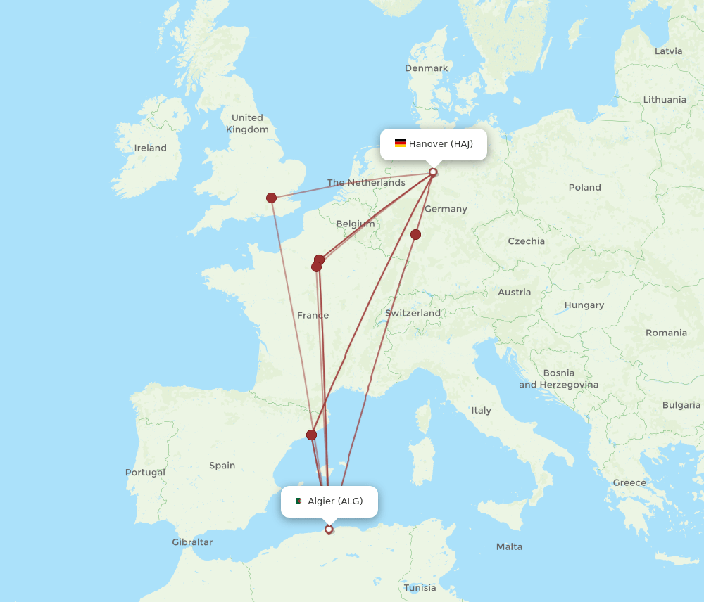 ALG-HAJ flight routes