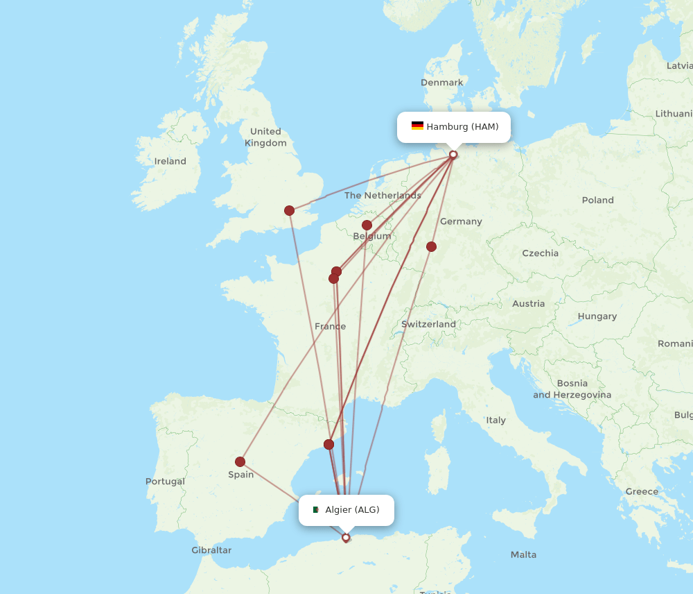 ALG-HAM flight routes