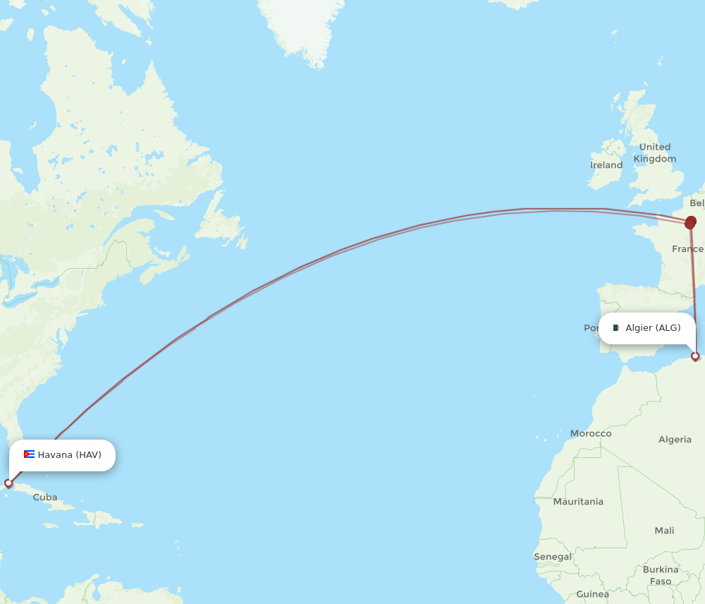 ALG to HAV flights and routes map