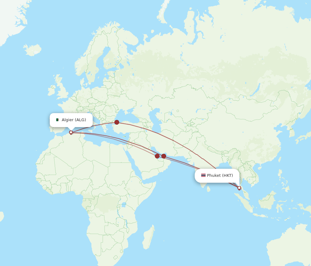 ALG-HKT flight routes