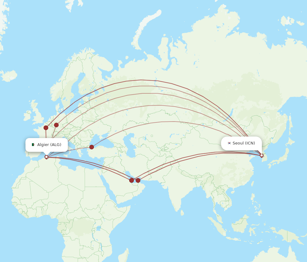 ALG-ICN flight routes
