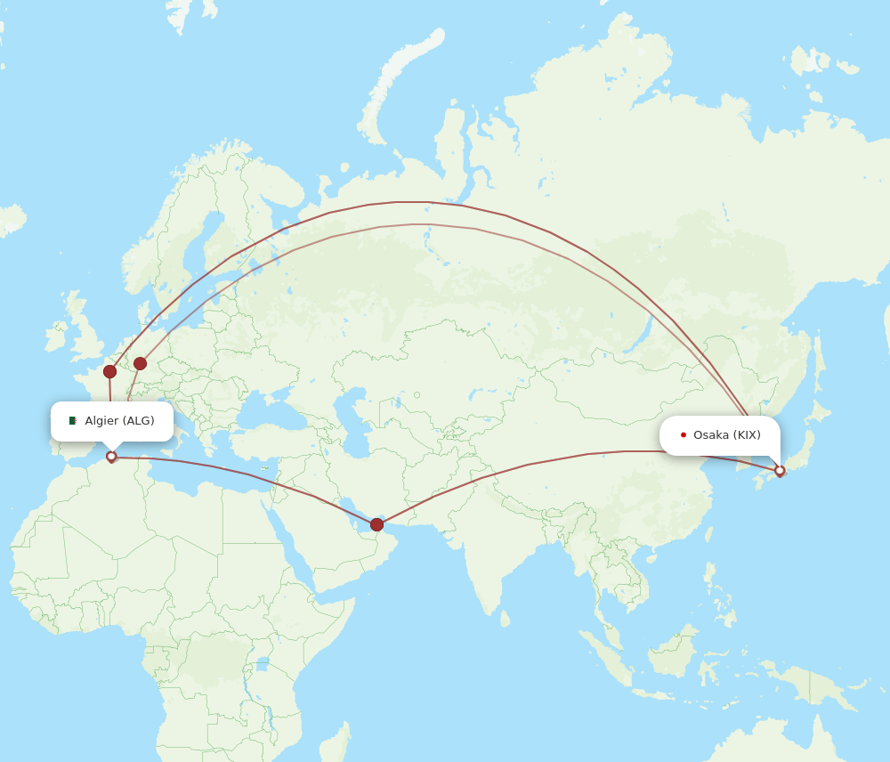 ALG-KIX flight routes