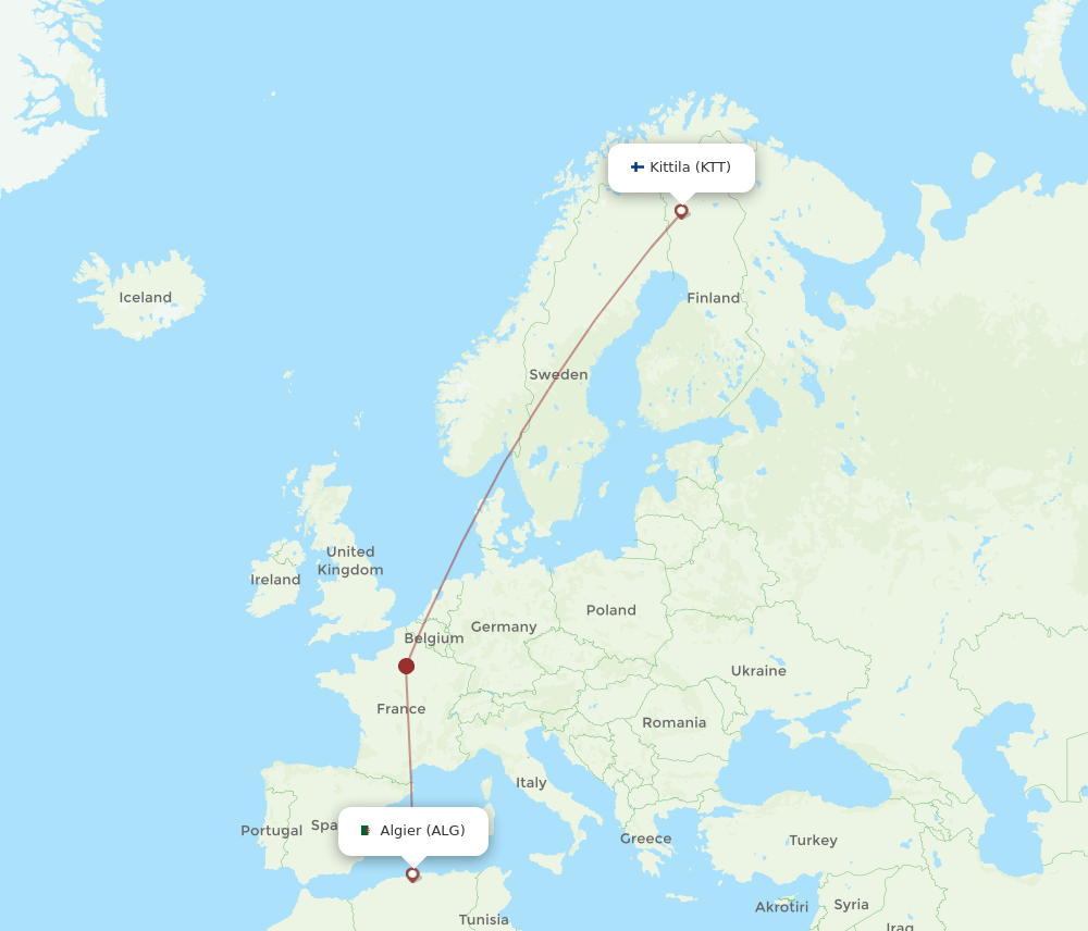 ALG-KTT flight routes