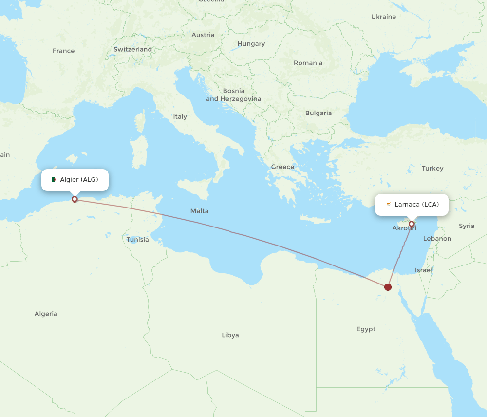 ALG-LCA flight routes