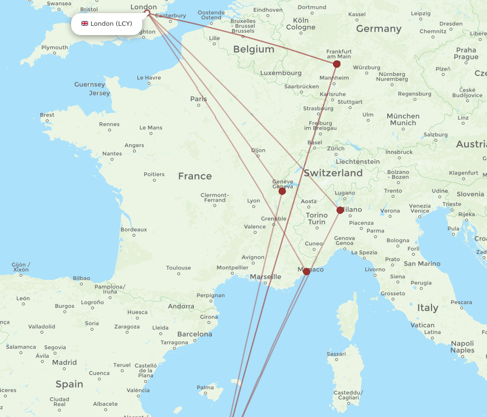 ALG to LCY flights and routes map