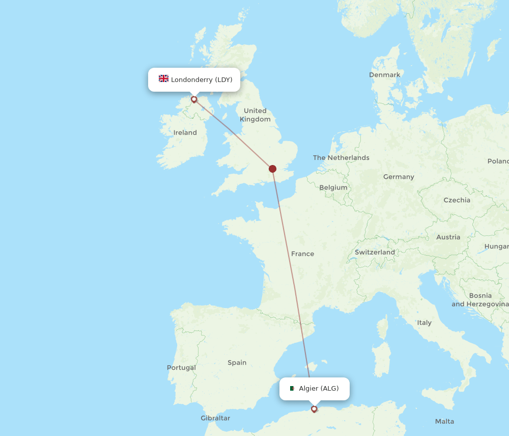 ALG-LDY flight routes