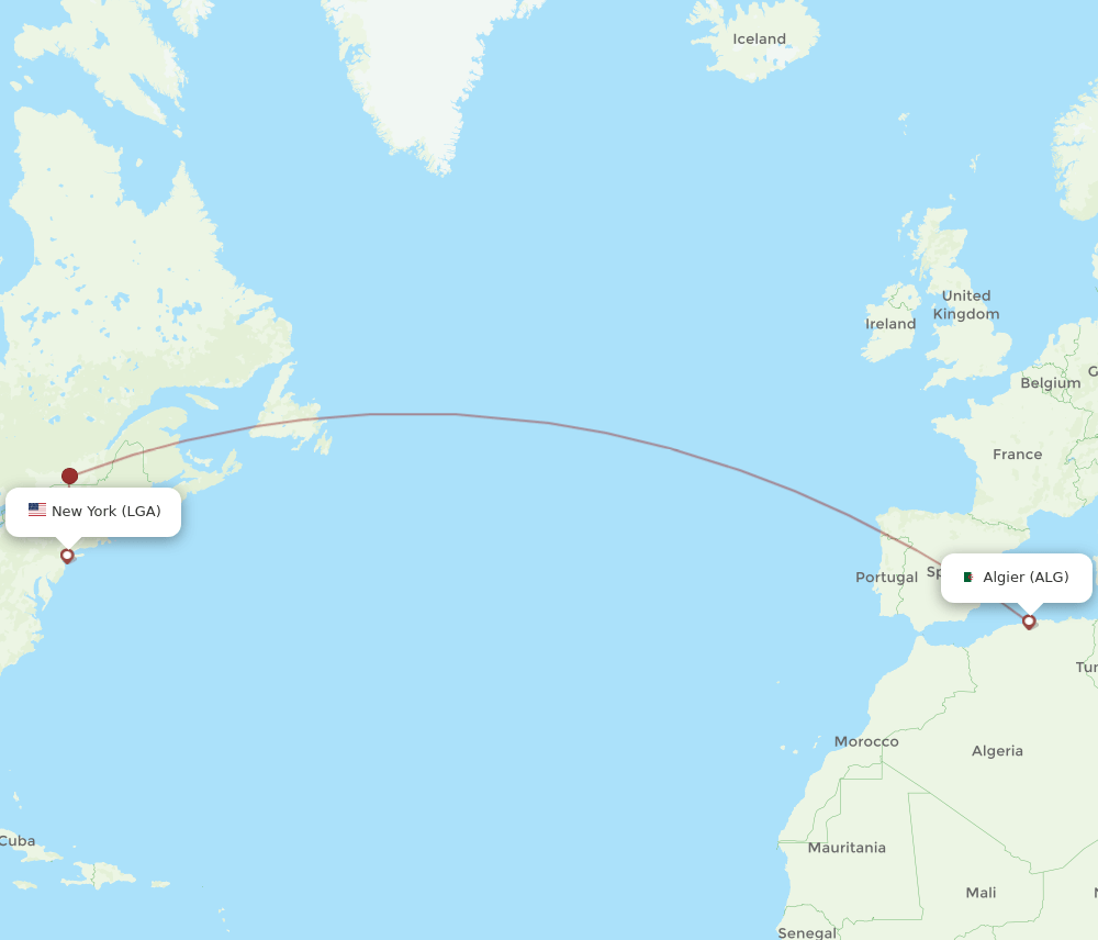 ALG-LGA flight routes