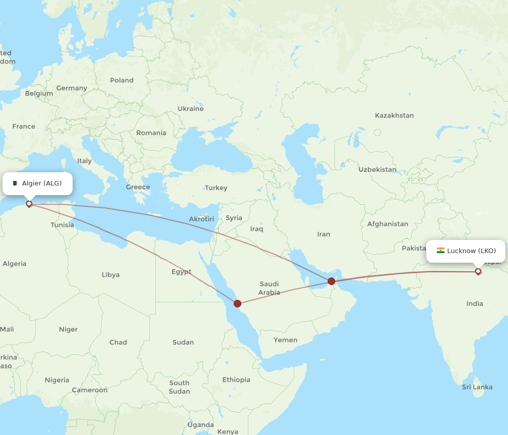 ALG-LKO flight routes