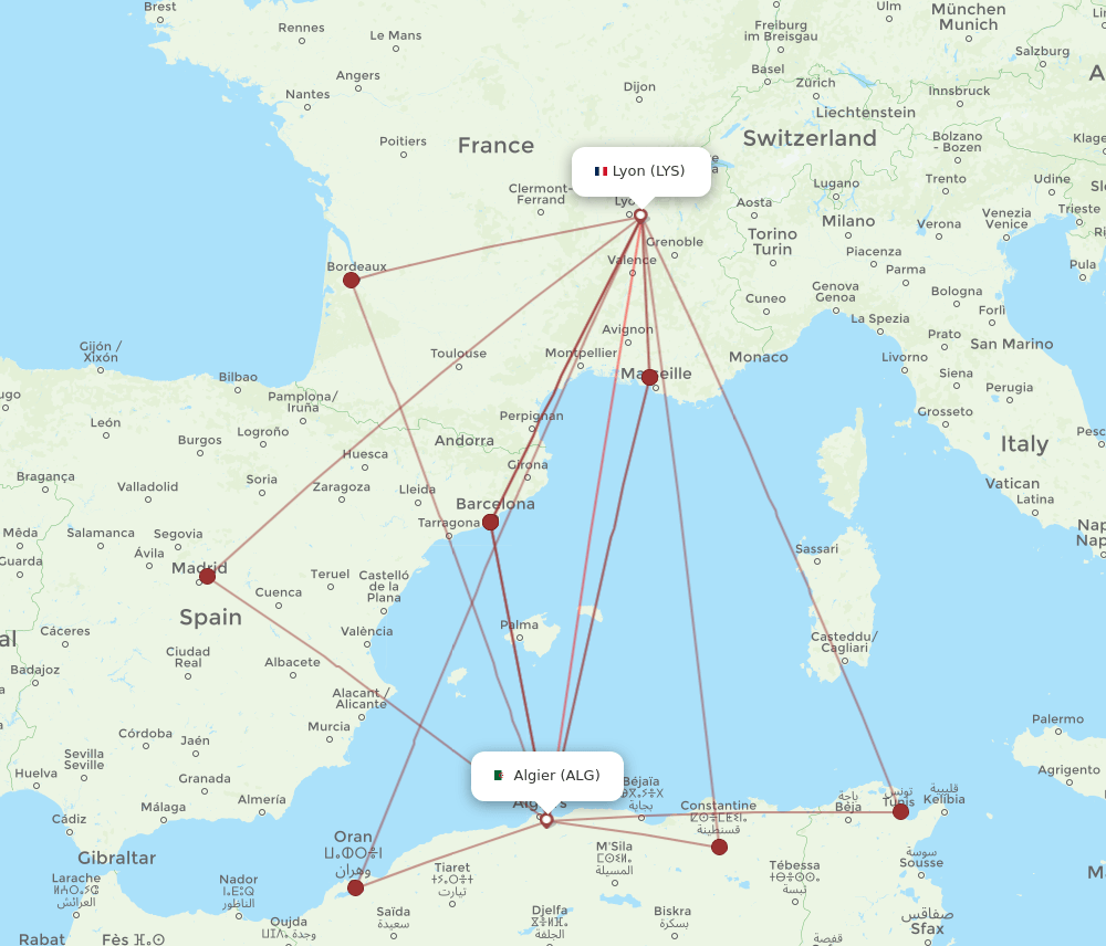 ALG-LYS flight routes