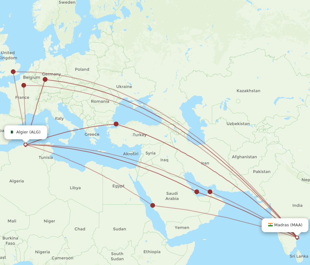 ALG-MAA flight routes